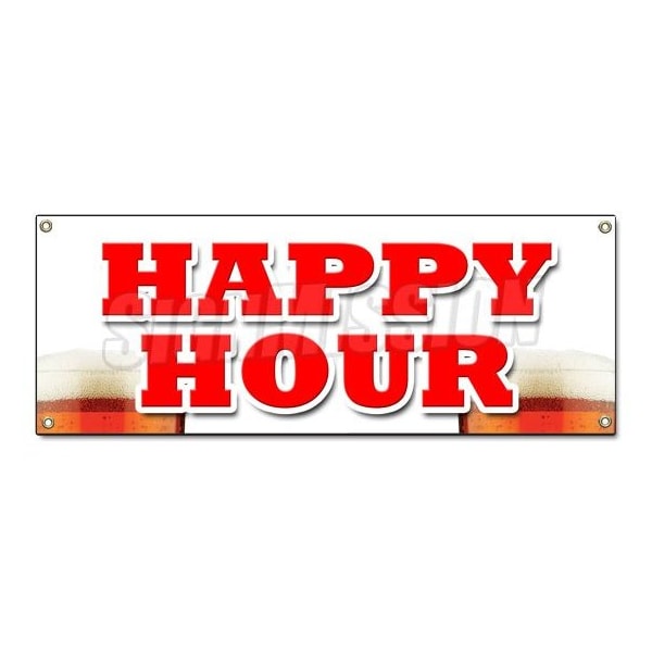 Signmission HAPPY HOUR BANNER SIGN all day 2 for 1 two for one beer cocktails drink B-Happy Hour - main